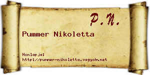 Pummer Nikoletta névjegykártya